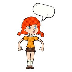 cartoon pretty girl with speech bubble N110