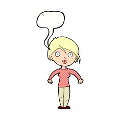 cartoon surprised woman with speech bubble N277