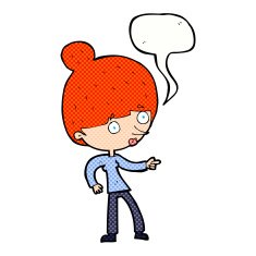 cartoon woman pointing with speech bubble N242