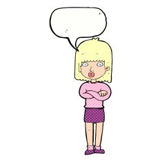 cartoon impatient woman with speech bubble N10