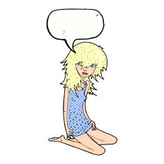 cartoon pretty girl with speech bubble N111