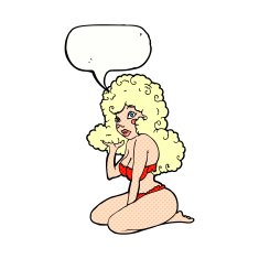 cartoon pin up girl with speech bubble N12