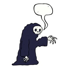 cartoon spooky halloween costume with speech bubble N23