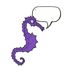 cartoon sea horse with speech bubble N23