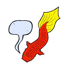 cartoon fish with speech bubble N102