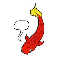 cartoon fish with speech bubble N103