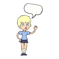 cartoon pretty girl waving with speech bubble N34