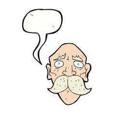 cartoon sad old man with speech bubble N23