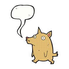 cartoon funny little dog with speech bubble N22