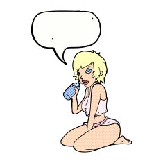 cartoon sexy gym girl with speech bubble N12