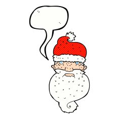cartoon grim santa face with speech bubble N8