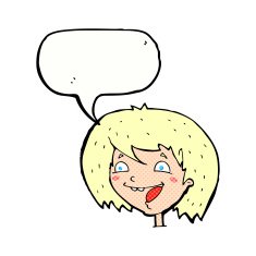cartoon happy girl with speech bubble N96