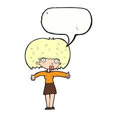 cartoon woman giving thumbs up symbol with speech bubble N78