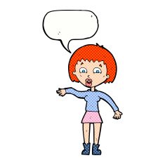 cartoon surprised woman with speech bubble N278