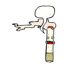 cartoon cigarette character with speech bubble N4