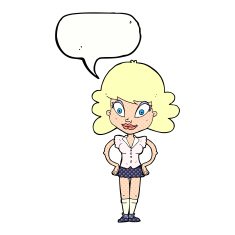 cartoon pretty woman with speech bubble N309