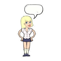 cartoon woman with hands on hips speech bubble N242