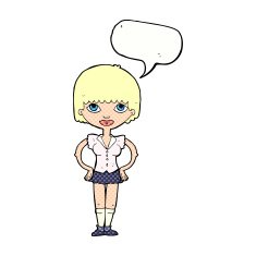 cartoon woman with hands on hips speech bubble N243