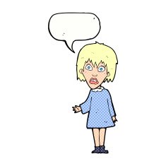 cartoon shocked woman with speech bubble N110