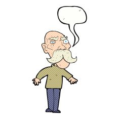 cartoon angry old man with speech bubble N163