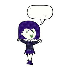 cartoon vampire girl with speech bubble N255