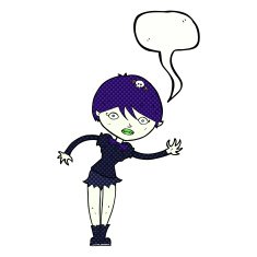 cartoon vampire girl with speech bubble N256