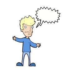 cartoon nervous man with speech bubble N154