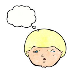 cartoon annoyed man with thought bubble N80