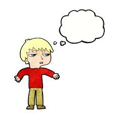 cartoon annoyed boy with thought bubble N41