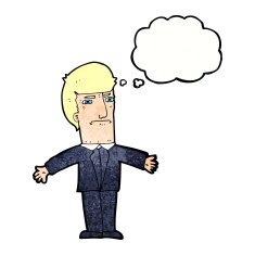 cartoon annoyed boss with thought bubble N11