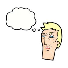 cartoon angry face with thought bubble N30