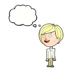 cartoon happy surprised boy with thought bubble N11