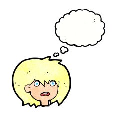 cartoon shocked expression with thought bubble N22