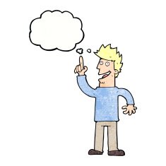cartoon man with great new idea thought bubble N10