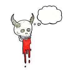 cartoon spooky halloween skull with thought bubble N11
