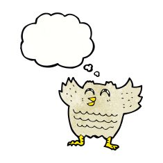 cartoon owl with thought bubble N68