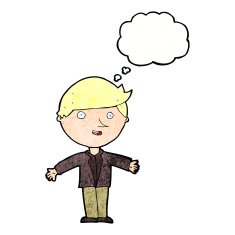 cartoon man in casual jacket with thought bubble N11