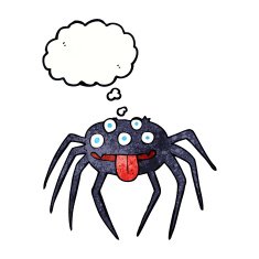 cartoon gross halloween spider with thought bubble N20