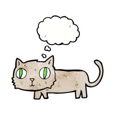 cartoon cat with thought bubble N42