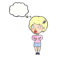 cartoon surprised woman with thought bubble N252