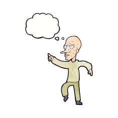 cartoon angry old man with thought bubble N144