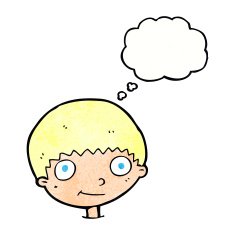 cartoon happy boy with thought bubble N245