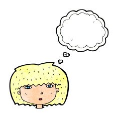 cartoon female face with thought bubble N156