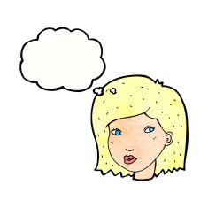 cartoon female face with thought bubble N158