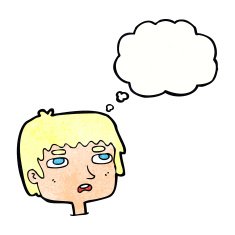 cartoon unhappy face with thought bubble N21