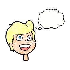 cartoon happy face with thought bubble N53