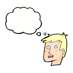 cartoon unhappy face with thought bubble N22