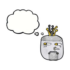cartoon robot head with thought bubble N64