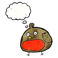 cartoon robin with thought bubble N41