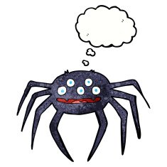 cartoon halloween spider with thought bubble N11